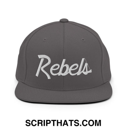 Rebels School Mascot Script Snapback Hat Dark Grey