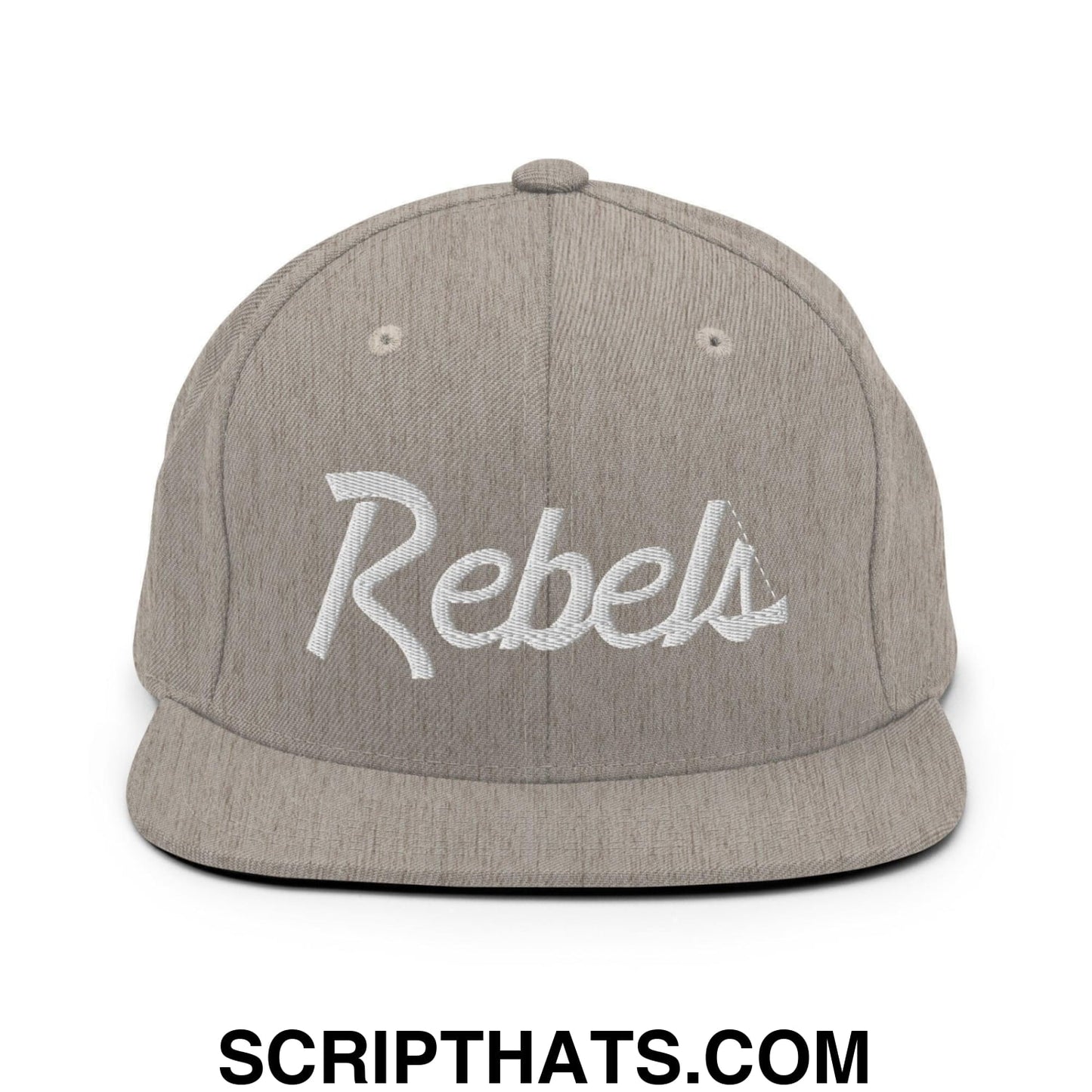 Rebels School Mascot Script Snapback Hat Heather Grey