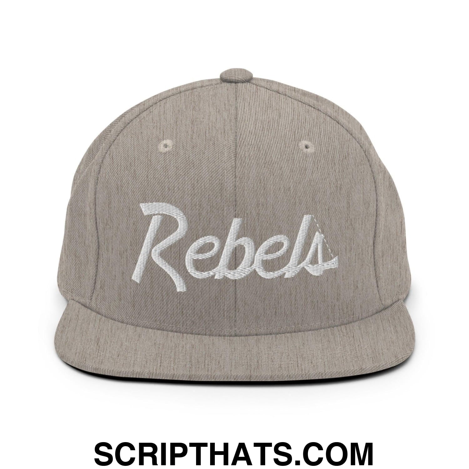 Rebels School Mascot Script Snapback Hat Heather Grey