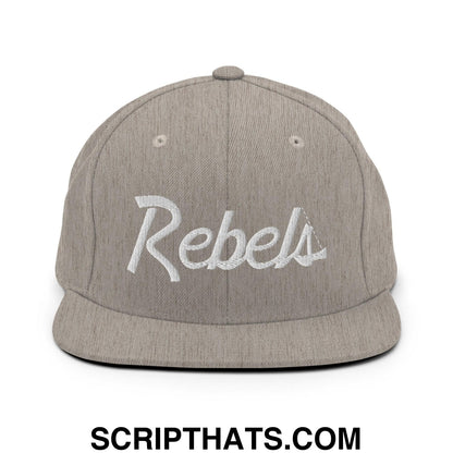Rebels School Mascot Script Snapback Hat Heather Grey