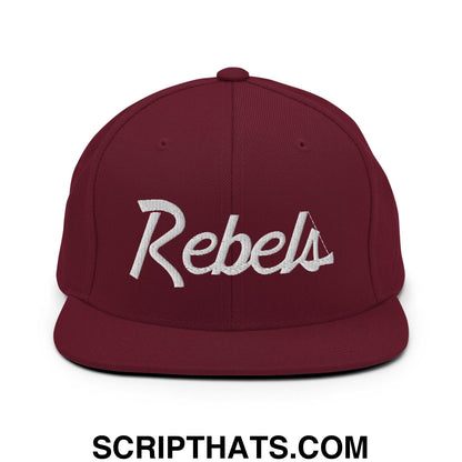 Rebels School Mascot Script Snapback Hat Maroon