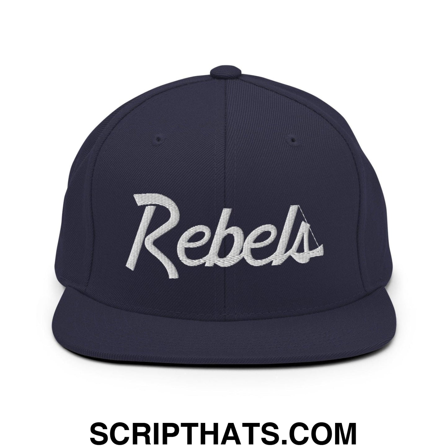 Rebels School Mascot Script Snapback Hat Navy