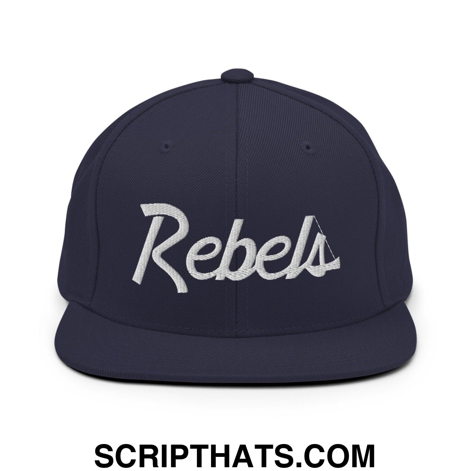 Rebels School Mascot Script Snapback Hat Navy