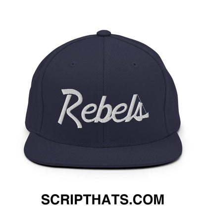 Rebels School Mascot Script Snapback Hat Navy