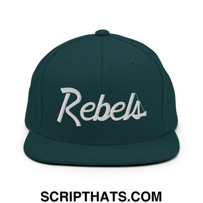 Rebels School Mascot Script Snapback Hat Spruce
