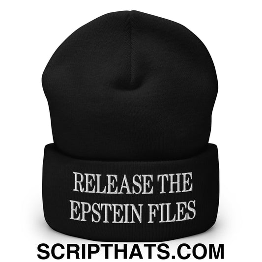 Release The Epstein Files Embroidered Cuffed Knit Beanie Black