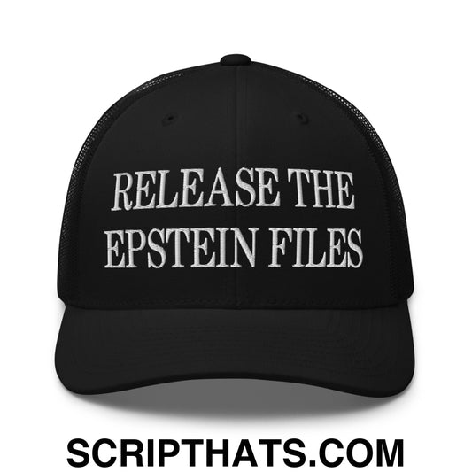 Release The Epstein Files Embroidered Mesh Trucker Hat Black