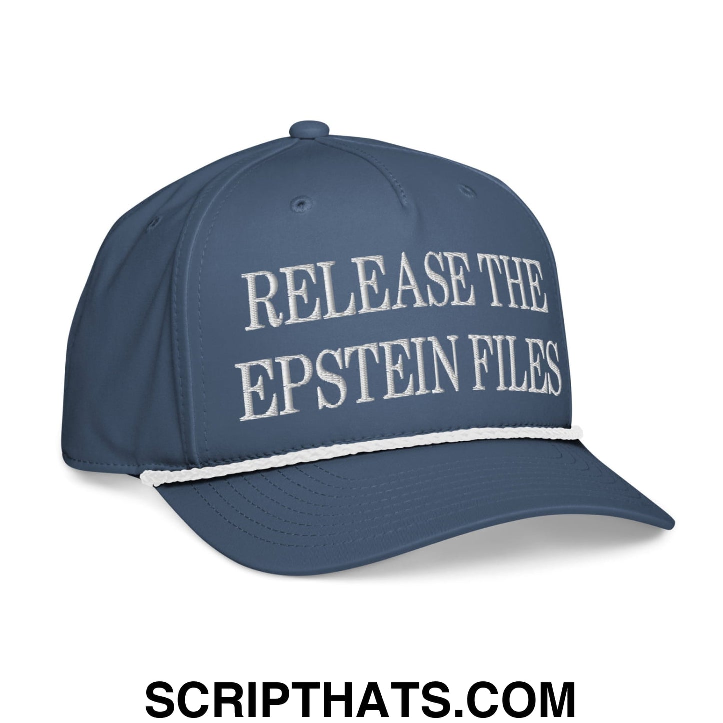 Release The Epstein Files Embroidered Rope Hat Light Blue White