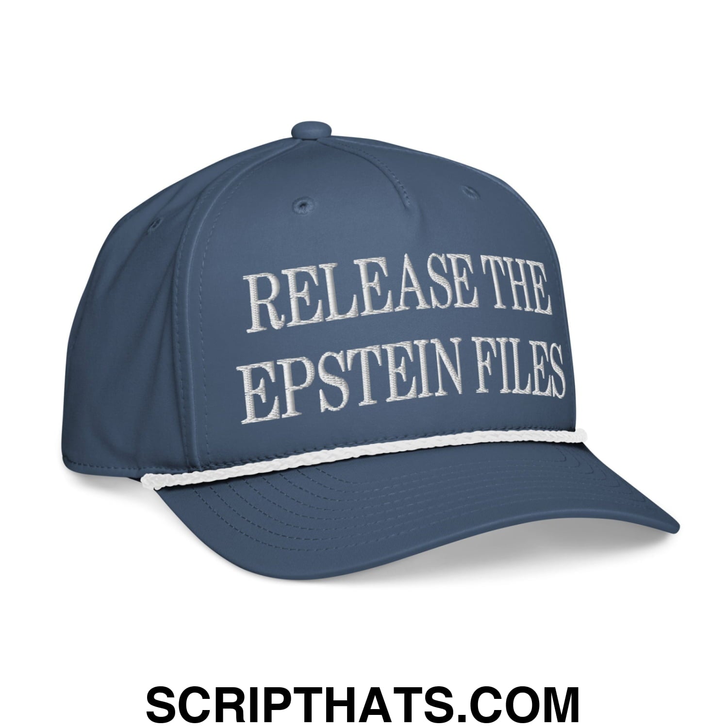 Release The Epstein Files Embroidered Rope Hat Light Blue White