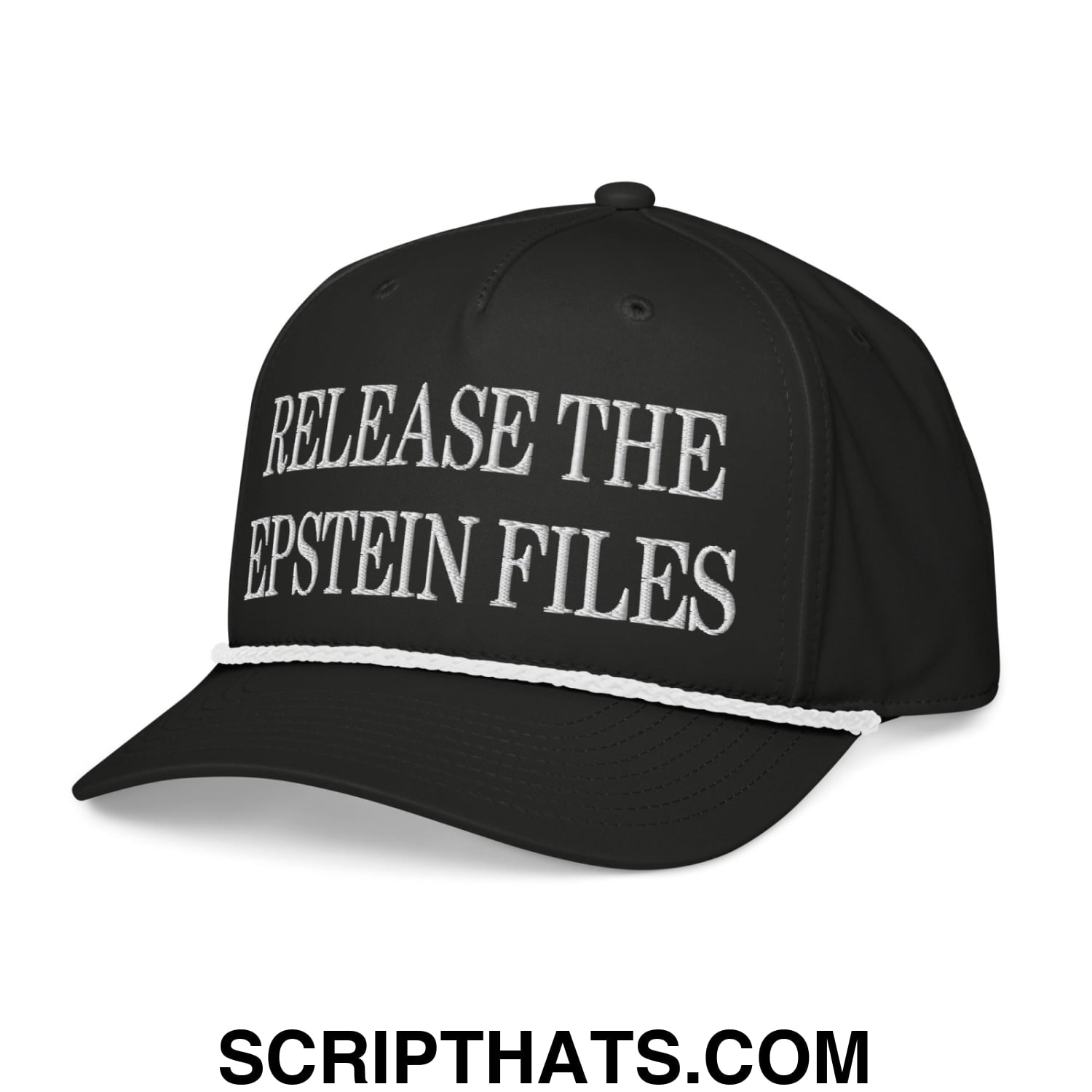 Release The Epstein Files Embroidered Rope Hat Black White