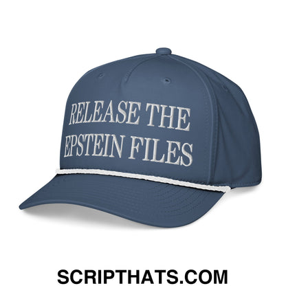 Release The Epstein Files Embroidered Rope Hat Light Blue White