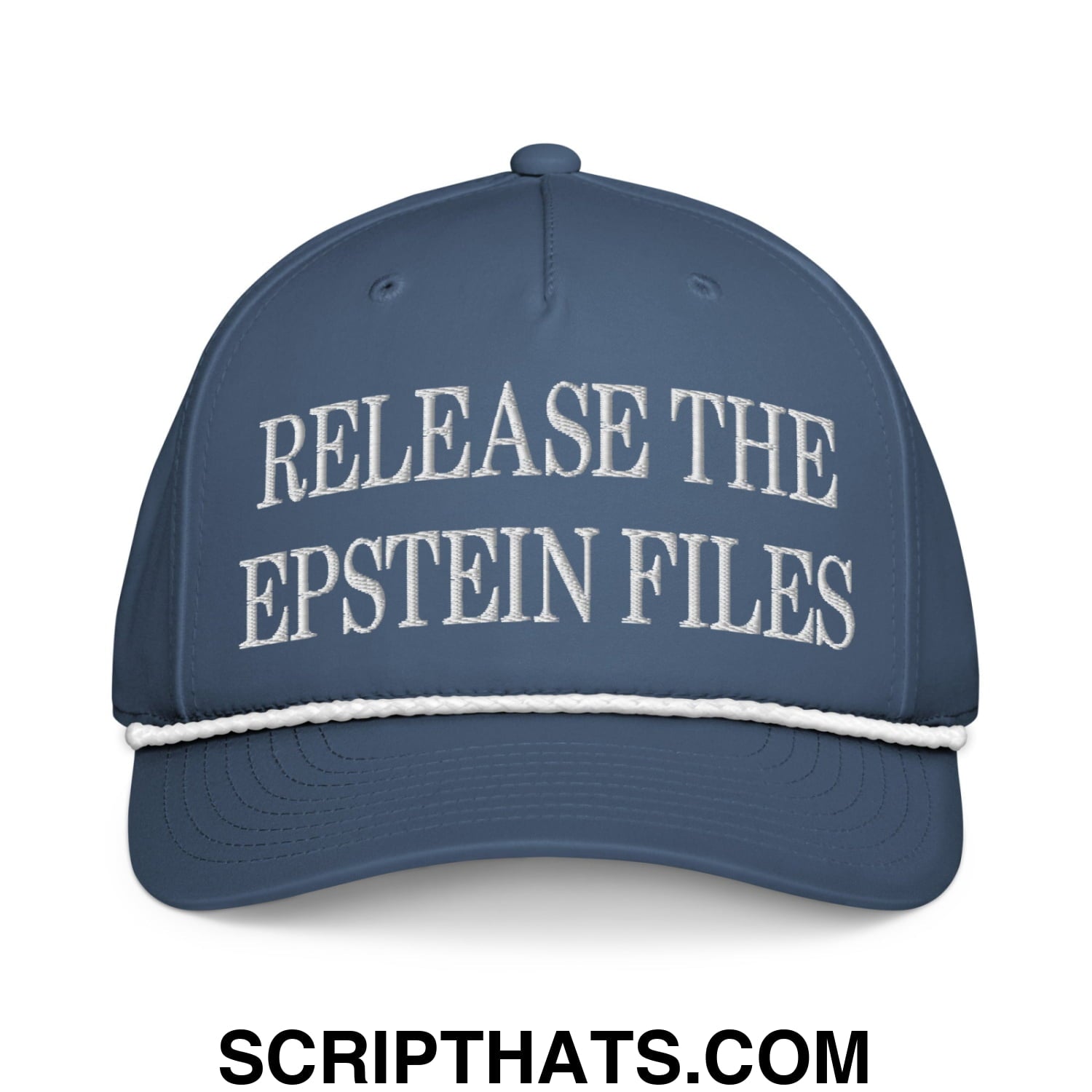 Release The Epstein Files Embroidered Rope Hat Light Blue White