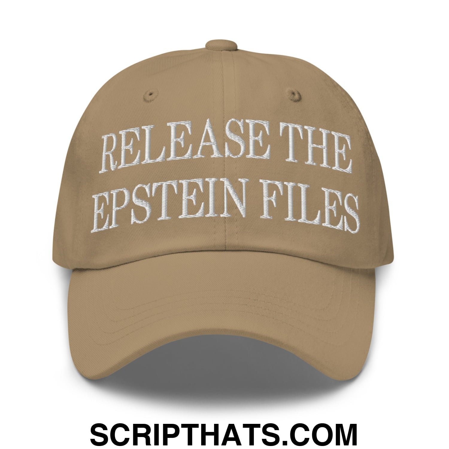 Release The Epstein Files Embroidered Unstructured Dad Hat Khaki