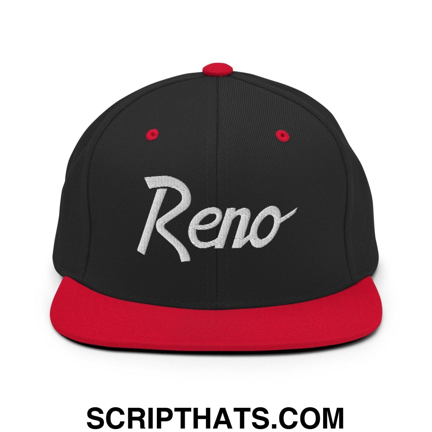 Reno Script Snapback Hat Black Red