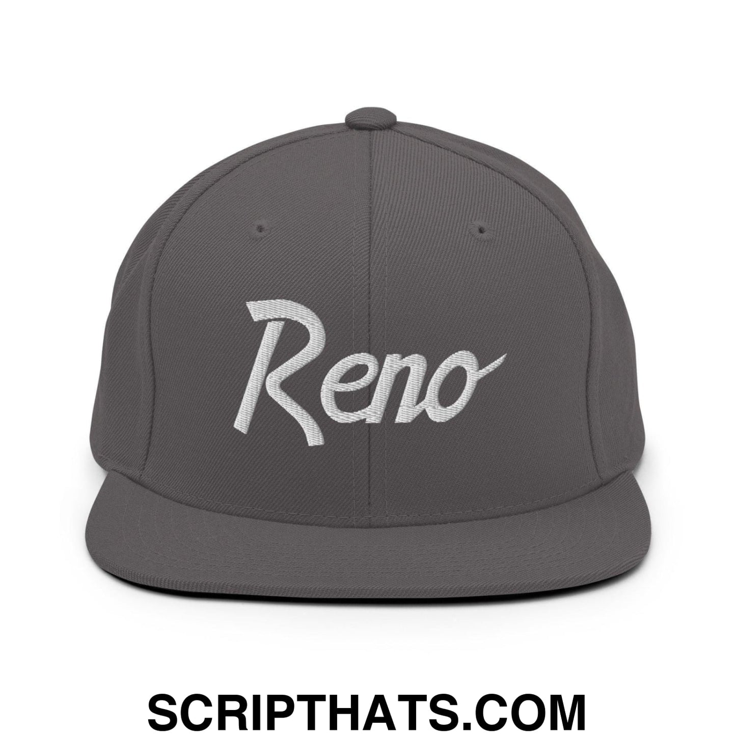 Reno Script Snapback Hat Dark Grey
