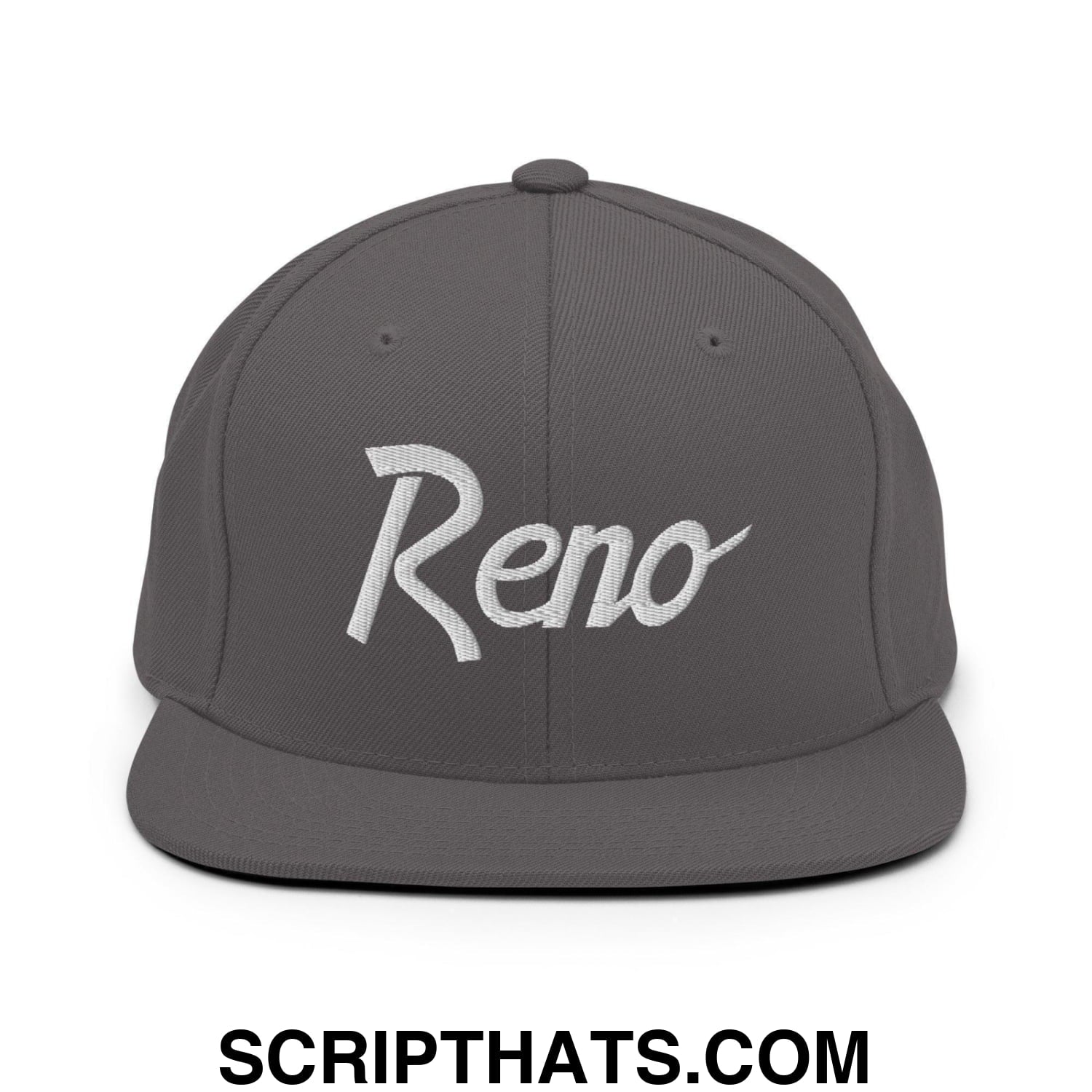 Reno Script Snapback Hat Dark Grey