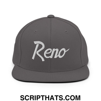 Reno Script Snapback Hat Dark Grey