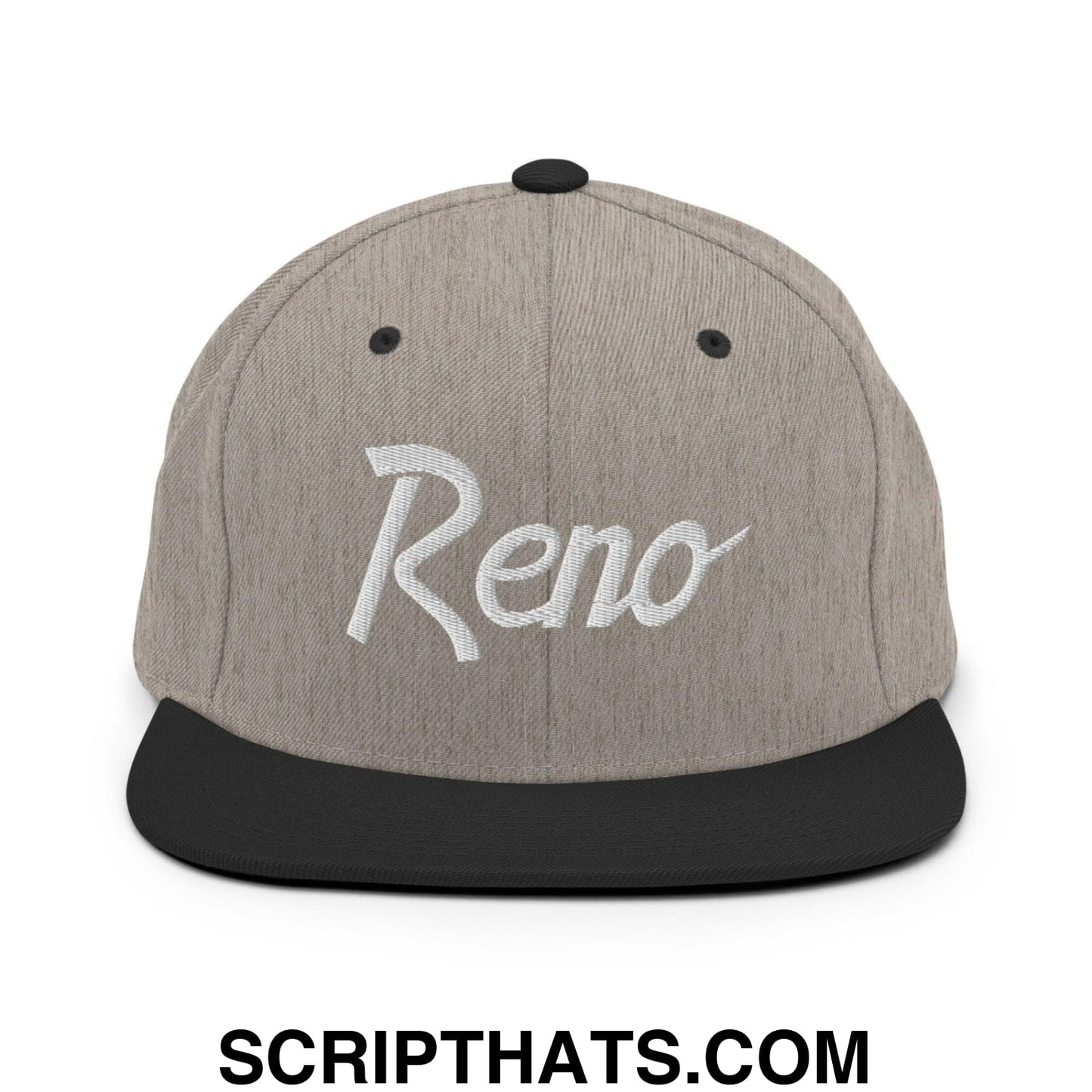 Reno Script Snapback Hat Heather Black
