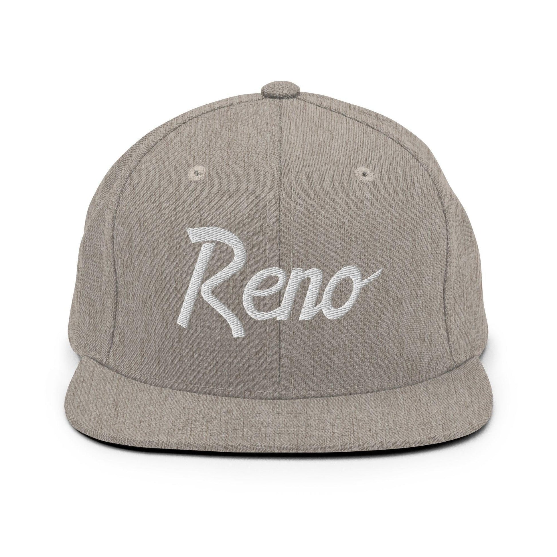 Reno Script Snapback Hat Heather Grey