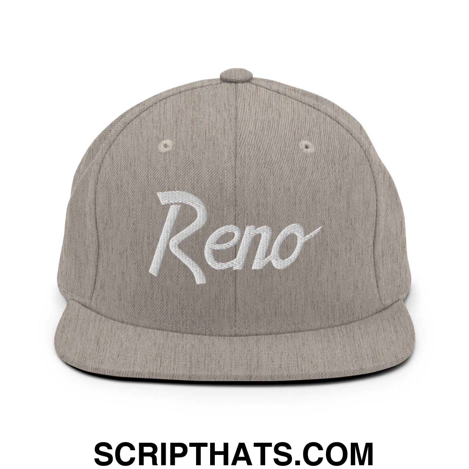 Reno Script Snapback Hat Heather Grey