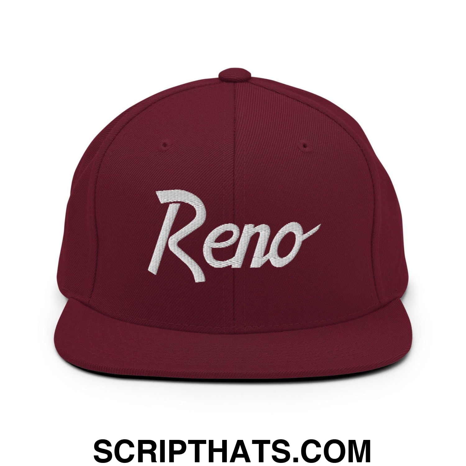 Reno Script Snapback Hat Maroon