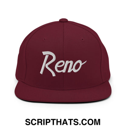 Reno Script Snapback Hat Maroon