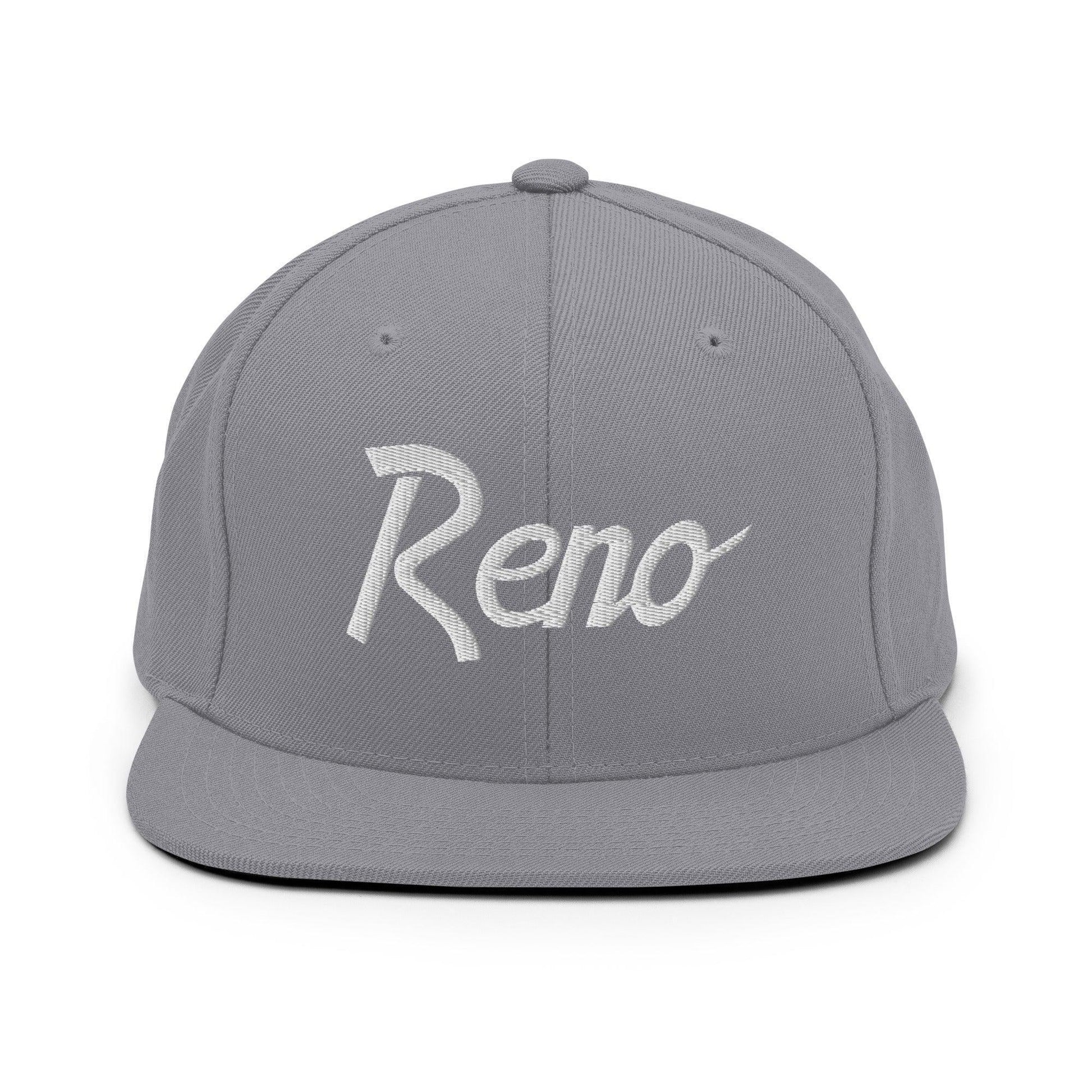 Reno Script Snapback Hat Silver