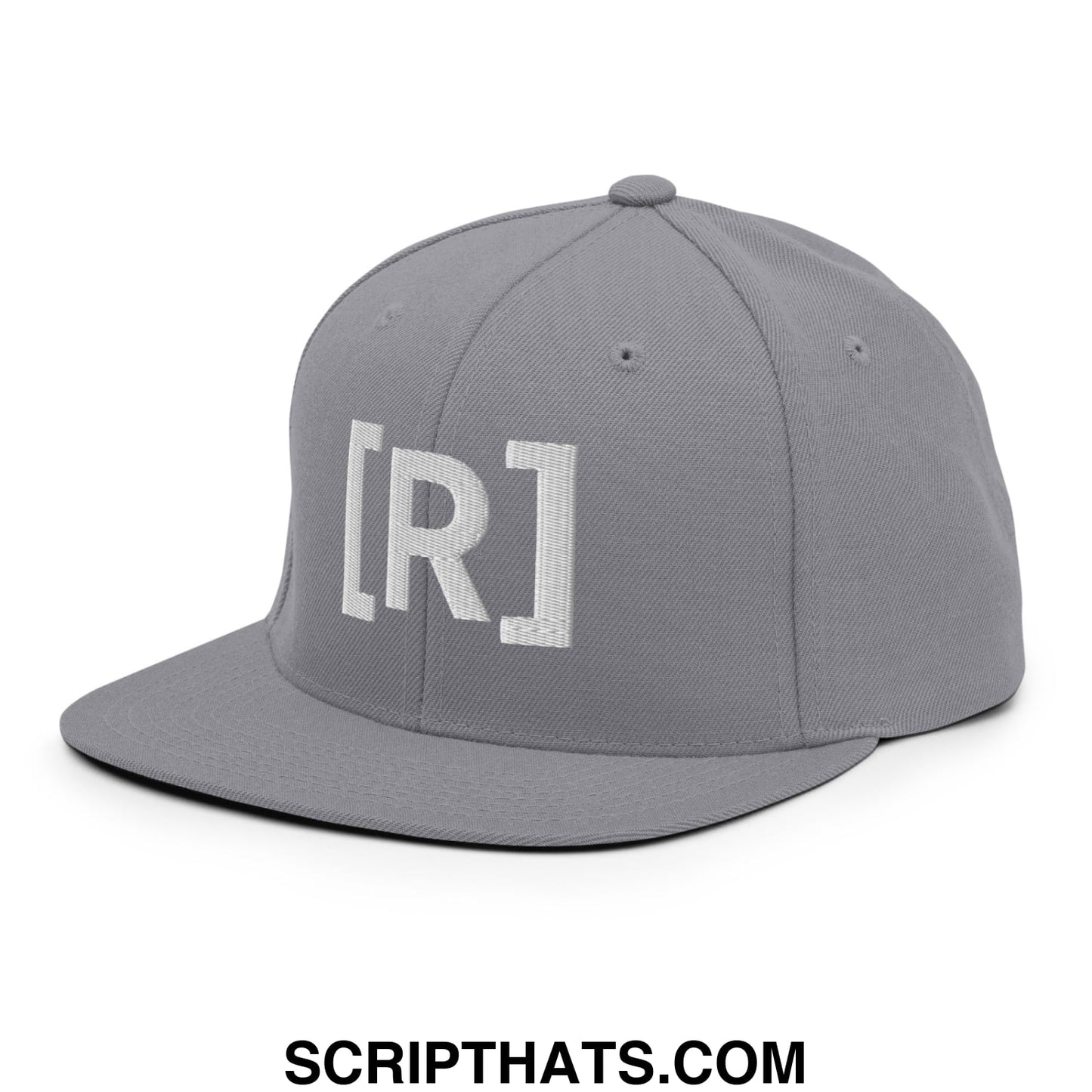 Residente Embroidered Flat Brim Bill Snapback Hat Silver