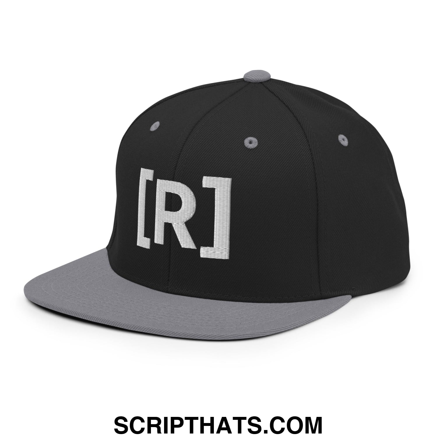 Residente Embroidered Flat Brim Bill Snapback Hat Black Silver