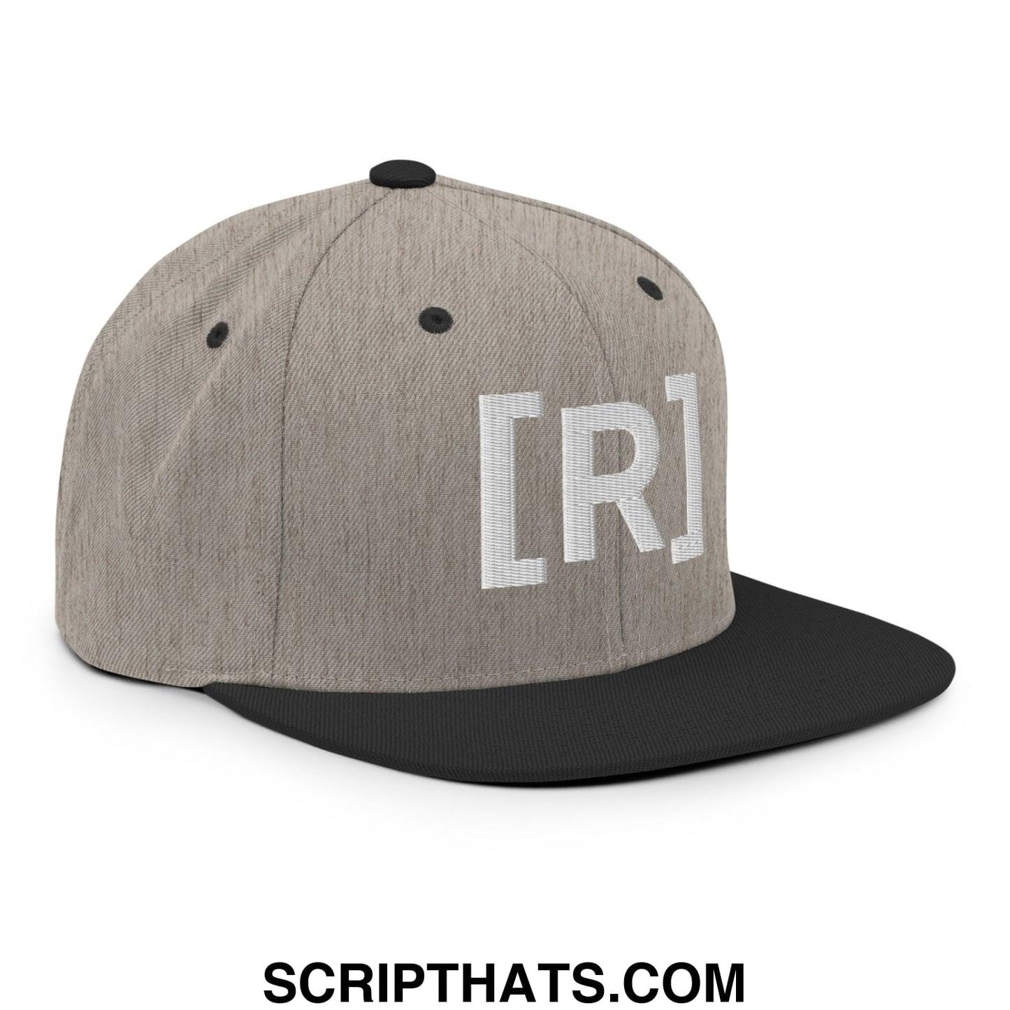 Residente Embroidered Flat Brim Bill Snapback Hat Heather Black