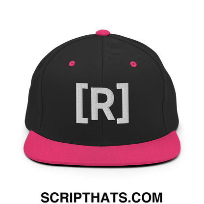 Residente Embroidered Flat Brim Bill Snapback Hat Black Neon Pink