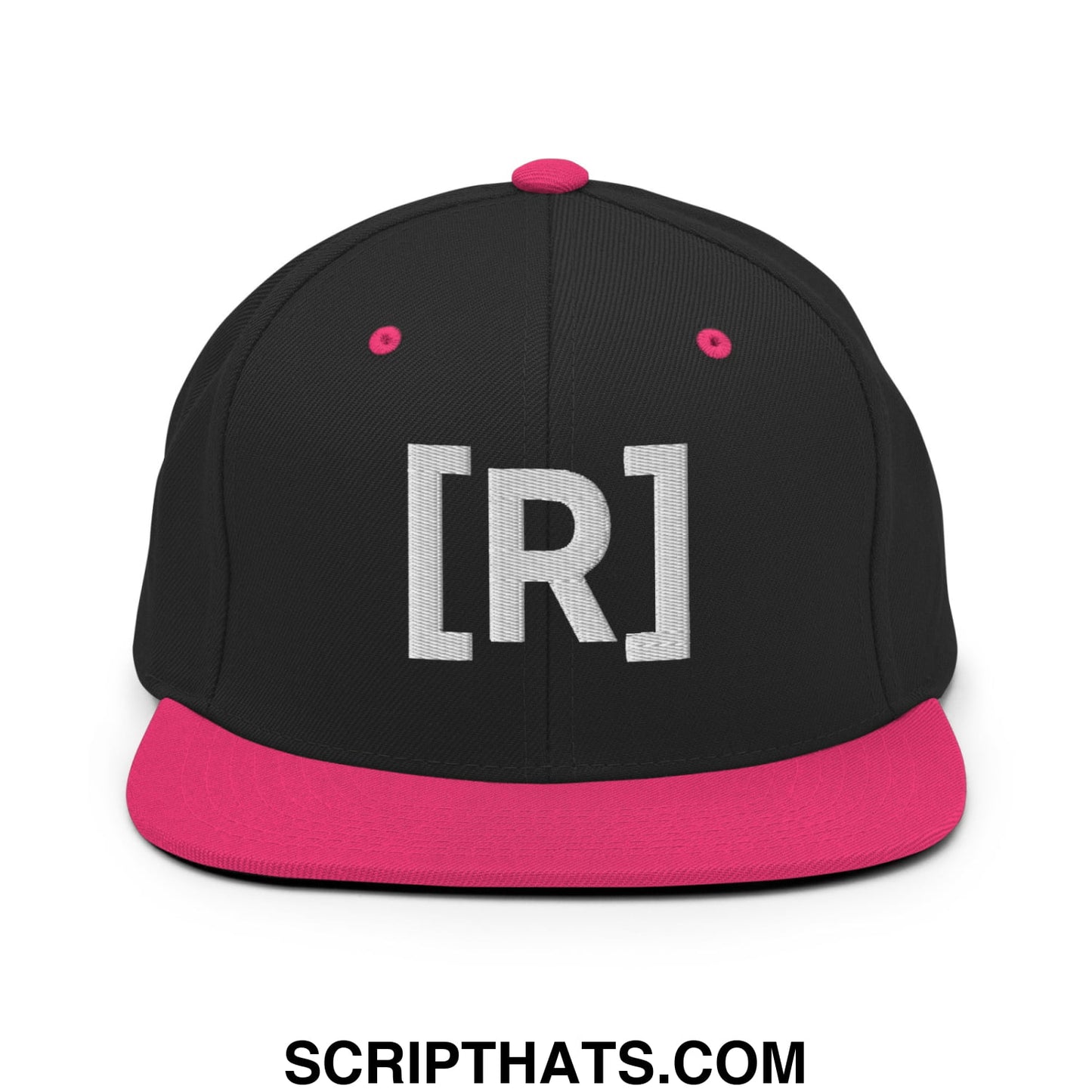 Residente Embroidered Flat Brim Bill Snapback Hat Black Neon Pink
