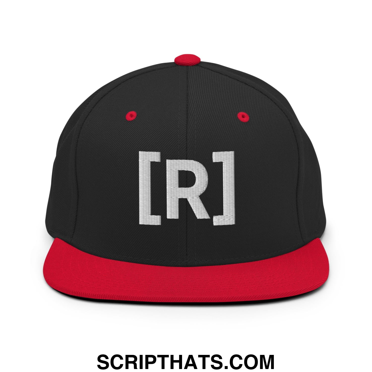 Residente Embroidered Flat Brim Bill Snapback Hat Black Red