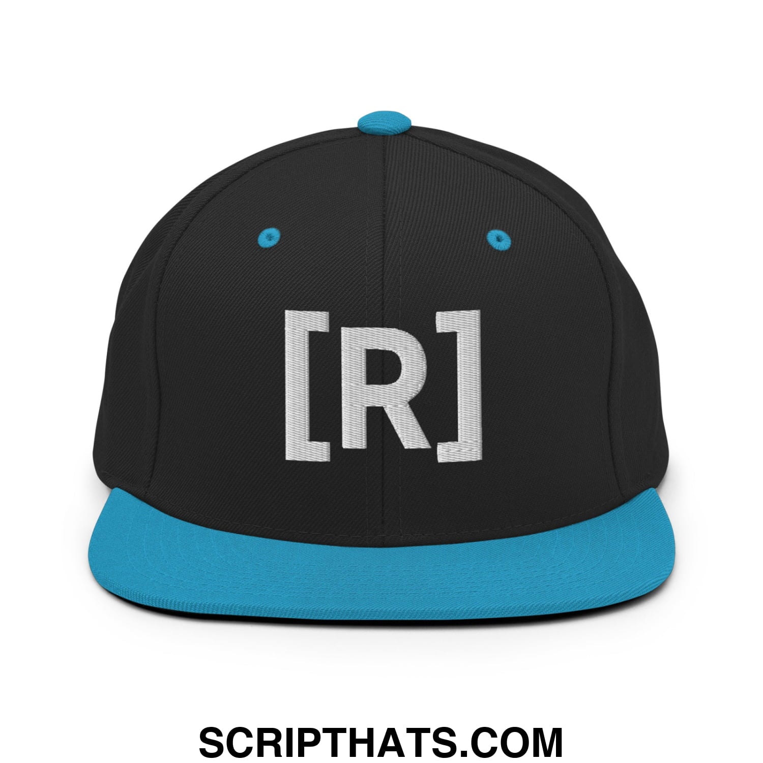 Residente Embroidered Flat Brim Bill Snapback Hat Black Teal