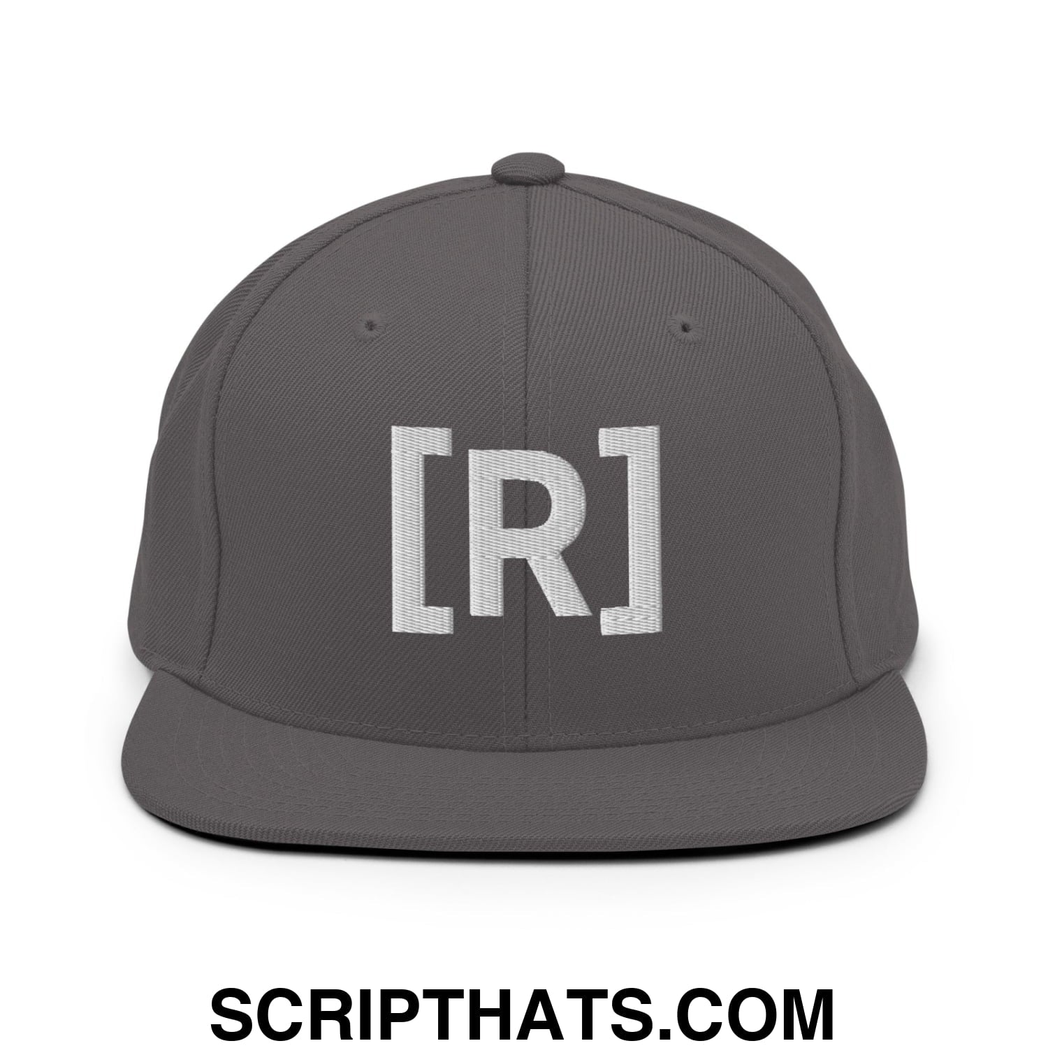 Residente Embroidered Flat Brim Bill Snapback Hat Dark Grey