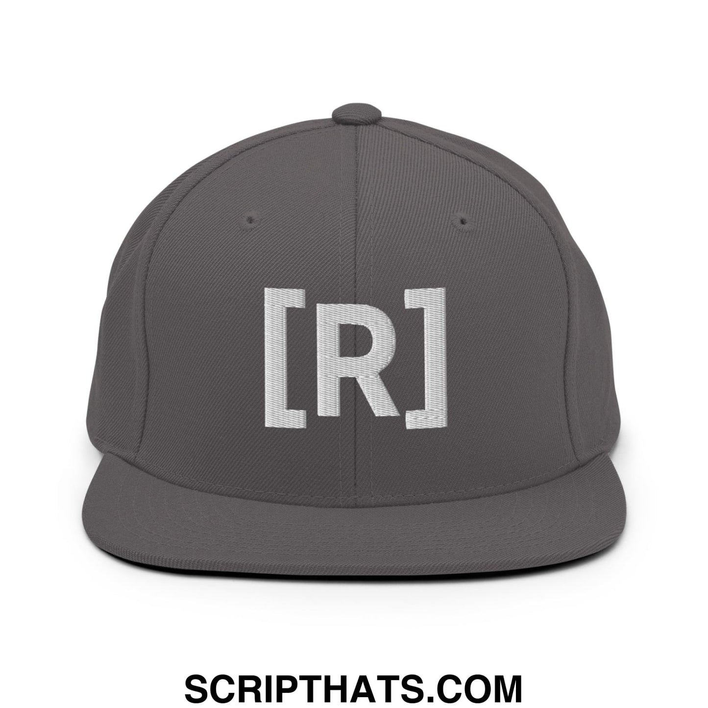 Residente Embroidered Flat Brim Bill Snapback Hat Dark Grey