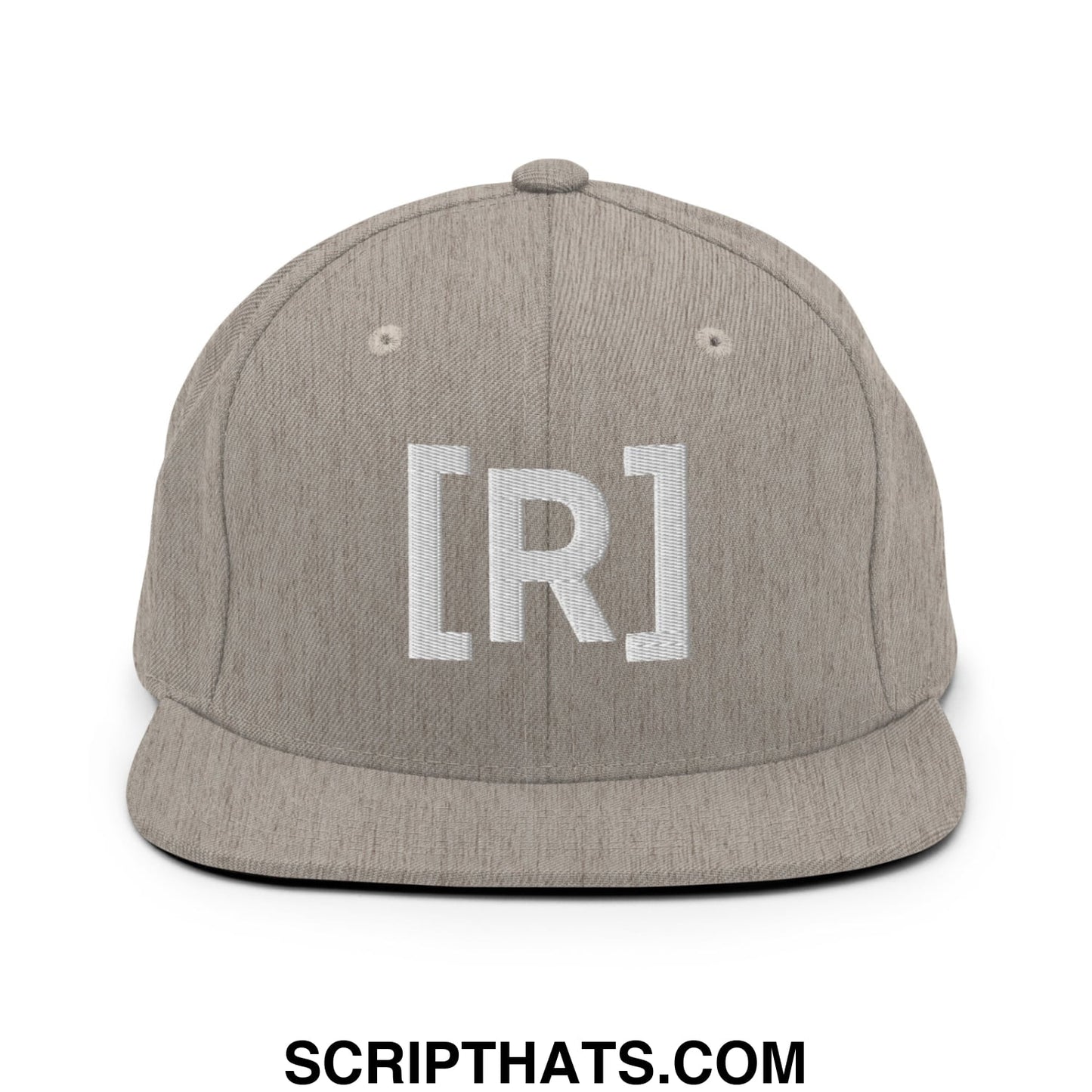 Residente Embroidered Flat Brim Bill Snapback Hat Heather Grey