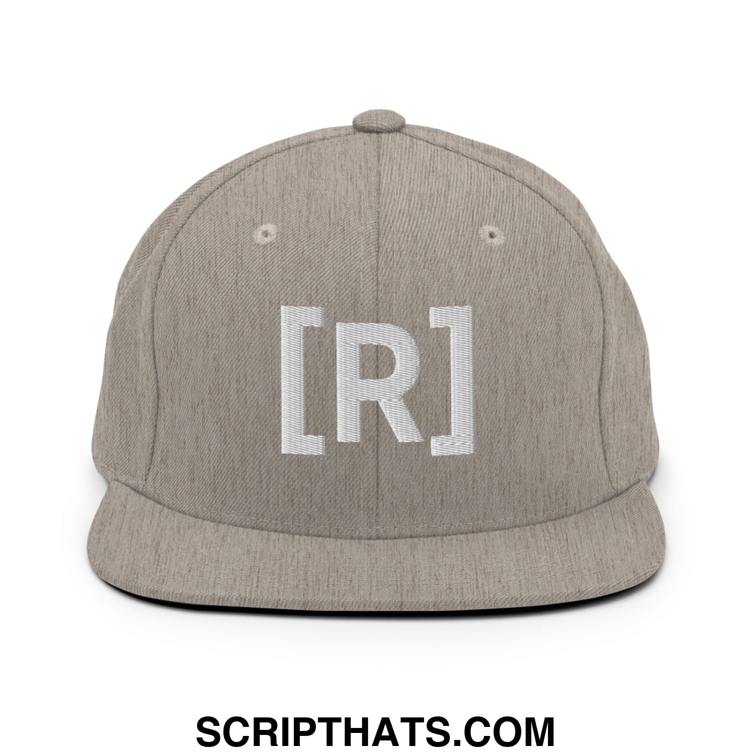 Residente Embroidered Flat Brim Bill Snapback Hat Heather Grey