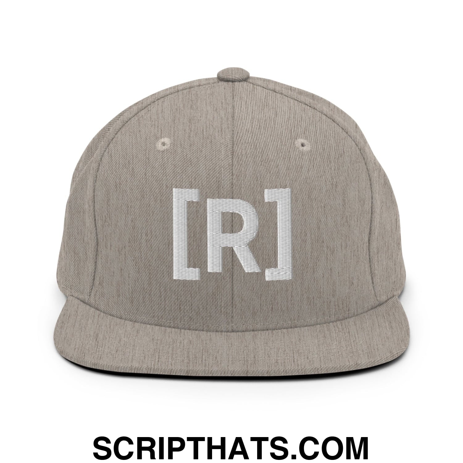 Residente Embroidered Flat Brim Bill Snapback Hat Heather Grey