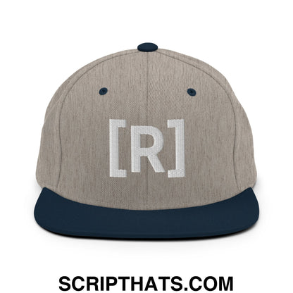 Residente Embroidered Flat Brim Bill Snapback Hat Heather Grey Navy