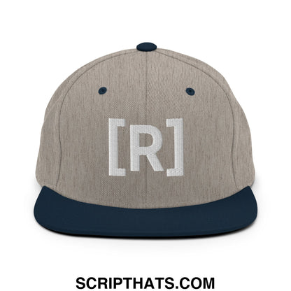 Residente Embroidered Flat Brim Bill Snapback Hat Heather Grey Navy