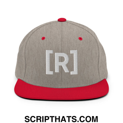 Residente Embroidered Flat Brim Bill Snapback Hat Heather Grey Red