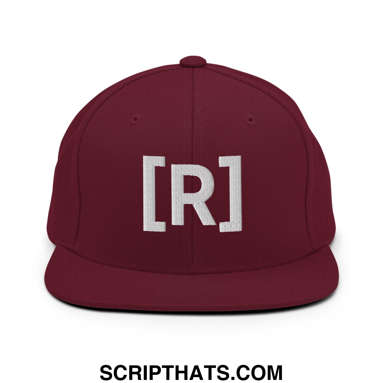Residente Embroidered Flat Brim Bill Snapback Hat Maroon
