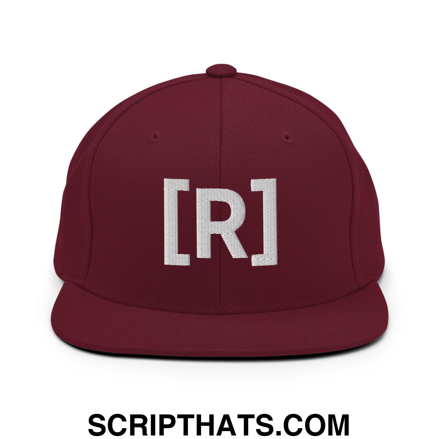 Residente Embroidered Flat Brim Bill Snapback Hat Maroon