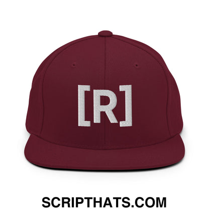 Residente Embroidered Flat Brim Bill Snapback Hat Maroon