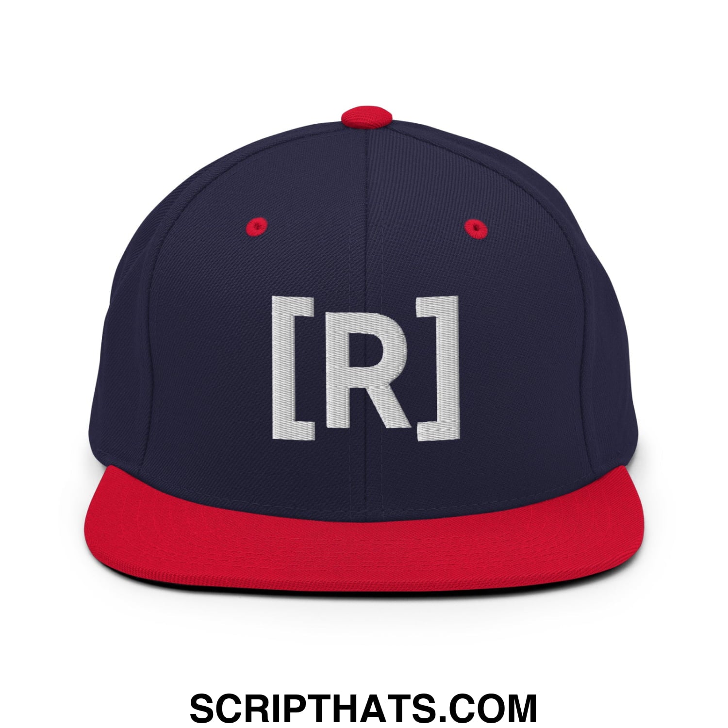Residente Embroidered Flat Brim Bill Snapback Hat Navy Red