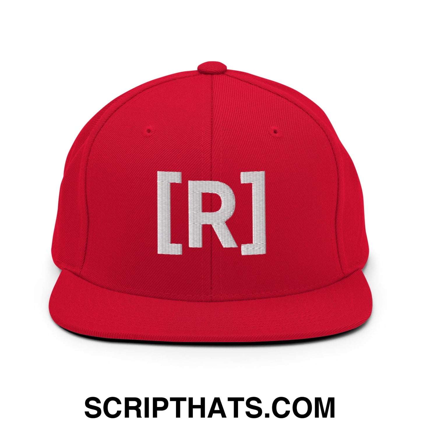 Residente Embroidered Flat Brim Bill Snapback Hat Red