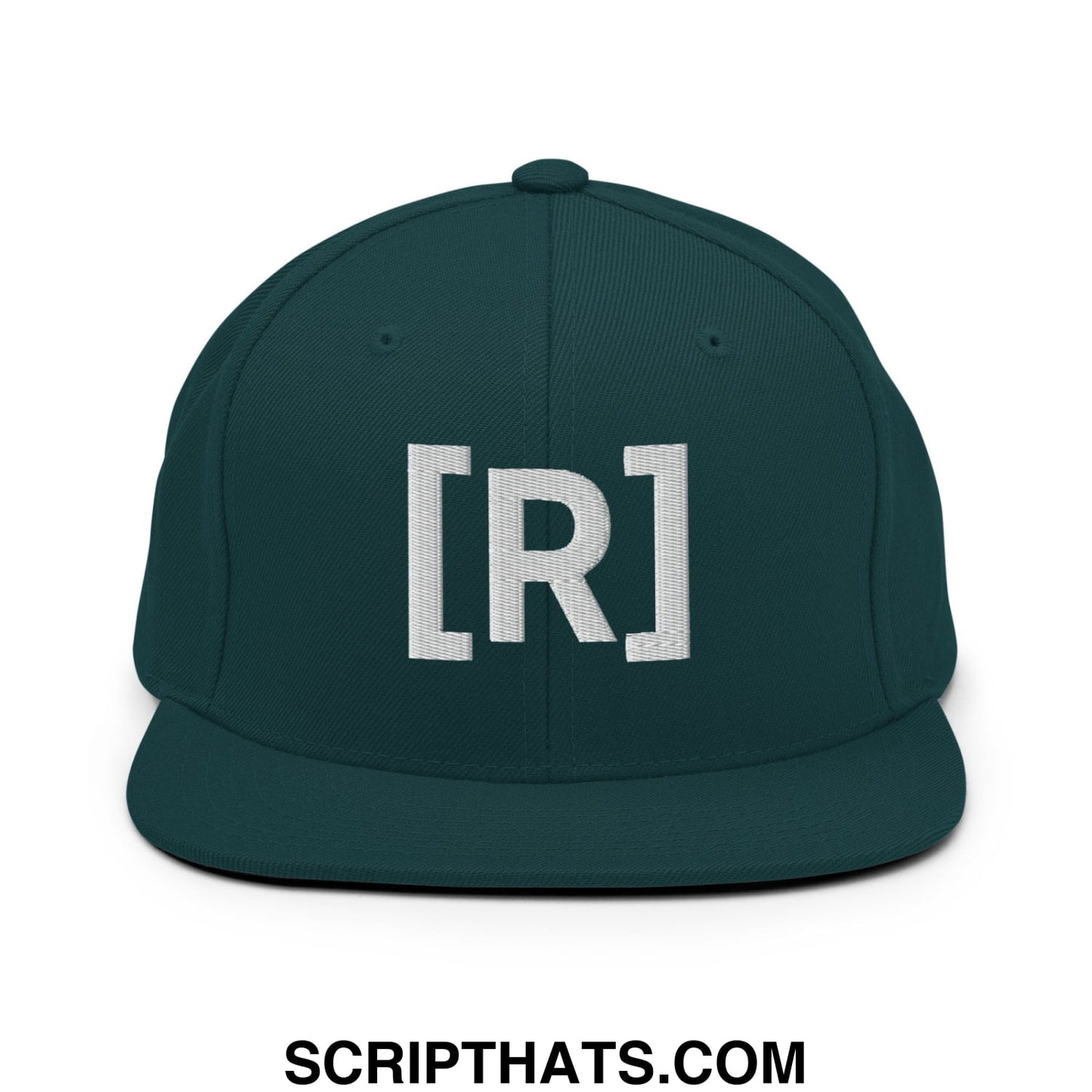 Residente Embroidered Flat Brim Bill Snapback Hat Spruce