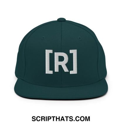 Residente Embroidered Flat Brim Bill Snapback Hat Spruce