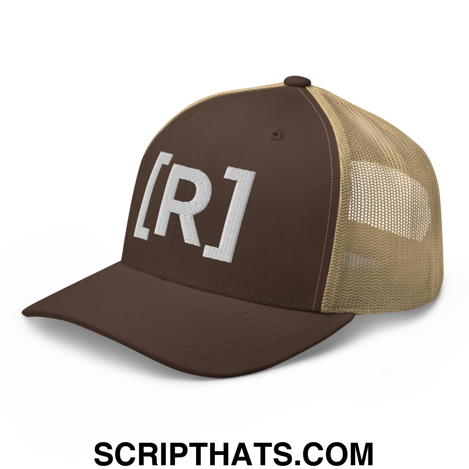 Residente Embroidered Mesh Trucker Hat Brown Khaki